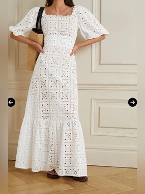 miguelina white lace dress Miguelina Juniper Rhombus Cotton Embroidery Dress